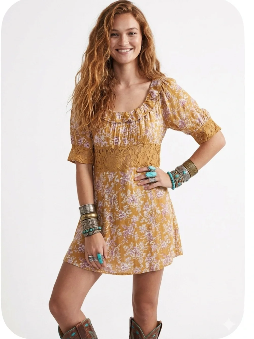 Free People Lucie Boho Lace Mini Dress